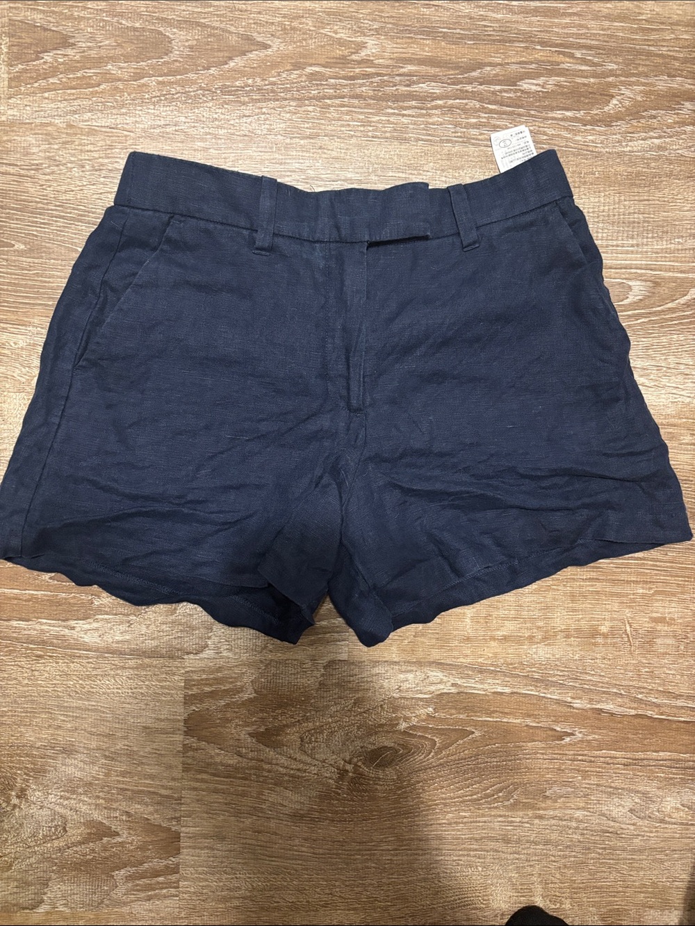 Abercrombie & Fitch Navy High-Waist Linen-Blend Shorts